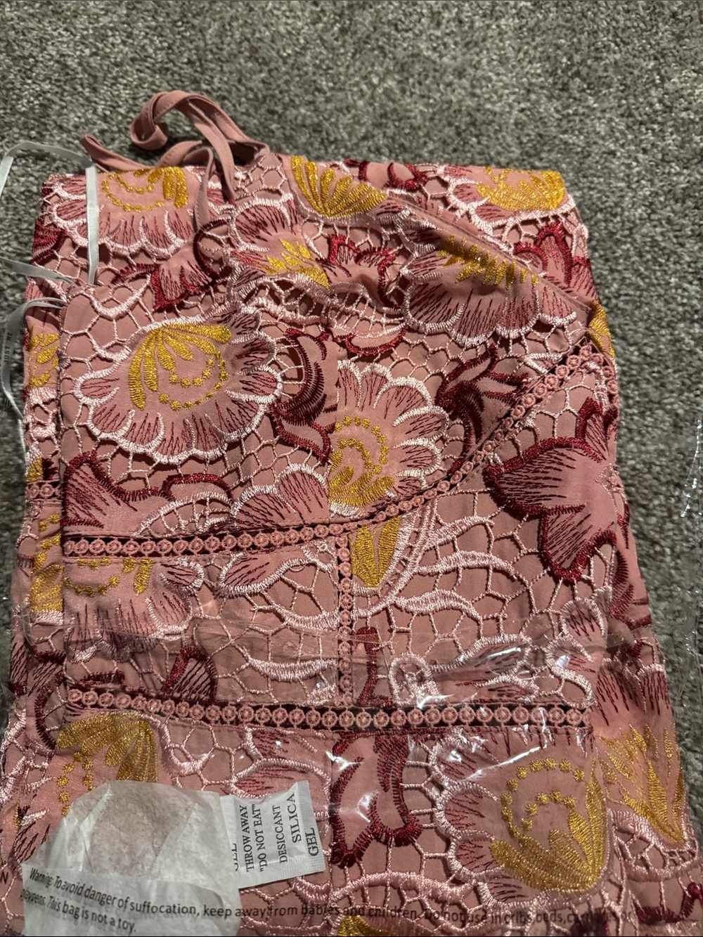 Pink Floral crochet lace Midi Dress - Picture 5 of 5